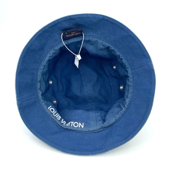 Louis Vuitton Blue Monogram Jacquard Cotton Fisherman Hat Size 58cm Made In Fran - Picture 12 of 12